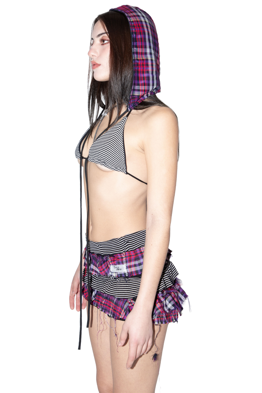 Set triangolo e cappuccio bikini tartan