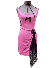 completo rosa con pizzo nero