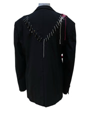 blazer nero con fiocco rosa